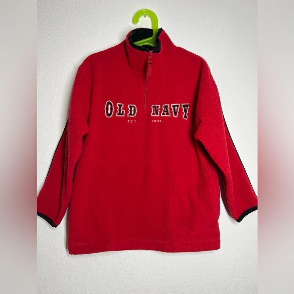 Old Navy Fleece Red Sweatshirt 1/3 Zit Kids size S